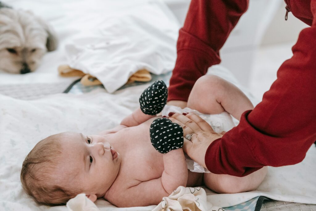 baby getting diaper change