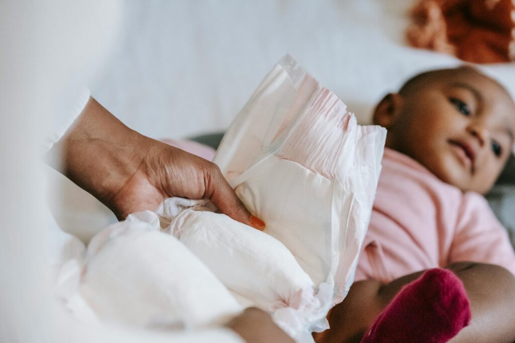 baby getting a diaper change